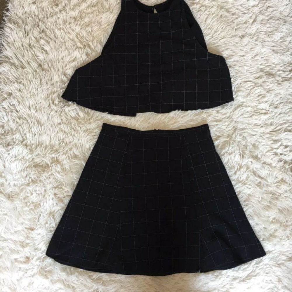 American Apparel Grid Crop Top and Skirt